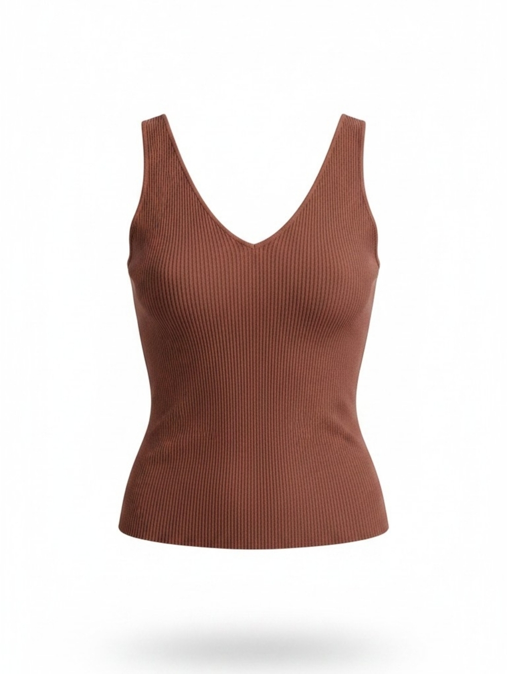 Bailey 44 Chocolate Brown Ribbed V-Neck Tank Top